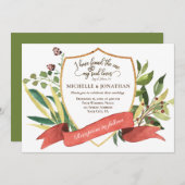 Eleganter Rahmen Greenery Christlich Wedding Einladung (Vorne/Hinten)