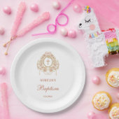 Eleganter Rahmen Heiliges Kreuz Taufe Pappteller (Party)