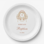 Eleganter Rahmen Heiliges Kreuz Taufe Pappteller (Vorderseite)