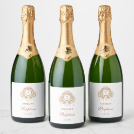 Eleganter Rahmen Heiliges Kreuz Taufe Schaumweinetikett