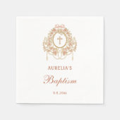 Eleganter Rahmen Heiliges Kreuz Taufe Serviette (Vorderseite)