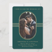Eleganter Rahmen | Hochzeit von Grün- und Gold-Fot Einladung (Vorderseite)