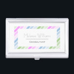 Eleganter Rahmen Minimalistisch Personalisiert Visitenkarten Dose<br><div class="desc">Einfache und stilvolle Visitenkartengehäuse mit elegantem Pastellrahmen und Personalisierung.</div>