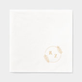 Eleganter Rahmen mit Blumenmuster auf Monogramm, H Servietten Mit Folie (Vorderseite)