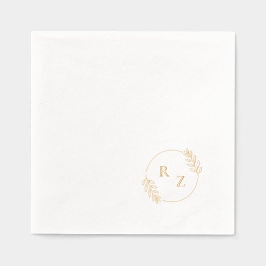 Eleganter Rahmen mit Blumenmuster auf Monogramm, H Servietten Mit Folie (Vorderseite)