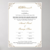 Eleganter Rahmen Muslimische Nikah Zertifikat Poster (Vorne)