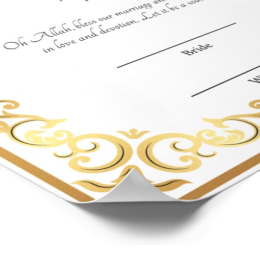Eleganter Rahmen-Nikah-Vertrag Poster (Ecke)