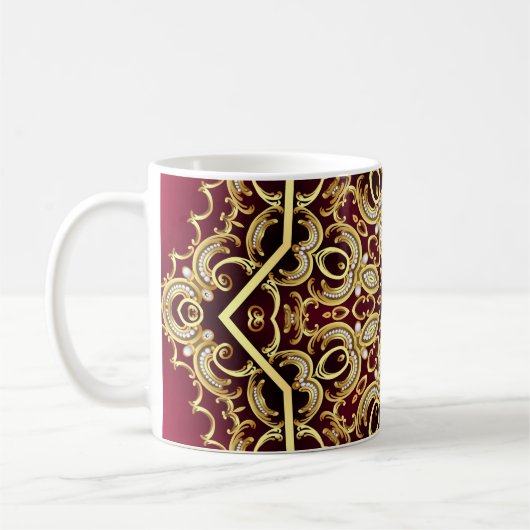 Eleganter Rahmen: Perle und Gold. Kaffeetasse (Links)