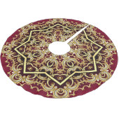 Eleganter Rahmen: Perle und Gold. Polyester Weihnachtsbaumdecke (Schrägansicht)