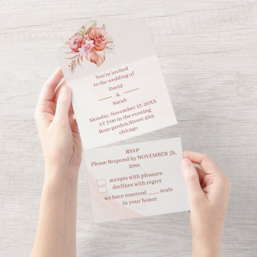 Eleganter Rahmen Personalisierte Hochzeit All In One Einladung (Abreißen)