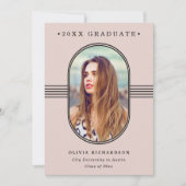 Eleganter Rahmen | Rosa Foto Abschluss Ankündigung (Vorderseite)