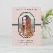 Eleganter Rahmen | Rosa Foto Abschluss Ankündigung (Stehend Vorderseite)