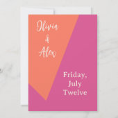 Eleganter Rahmen, rosa und orangefarben Save the D Einladung (Rückseite)