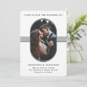 Eleganter Rahmen | Schwarz-Weiß-Foto-Hochzeit Einladung (Stehend Vorderseite)