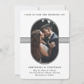 Eleganter Rahmen | Schwarz-Weiß-Foto-Hochzeit Einladung (Vorderseite)