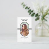 Eleganter Rahmen| Schwarz-Weiß-Foto Visitenkarte (Stehend Vorderseite)