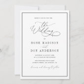 Eleganter Rahmen Schwarz-Weiß-Hochzeit Einladung (Vorderseite)
