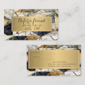 Eleganter Rahmen Schwarze Geometrische Marmor Empfehlungskarte (Vorne/Hinten)