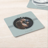 Eleganter Rahmen | Sea Glass Foto Wedding Rechteckiger Pappuntersetzer (angewinkelt)