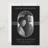Eleganter Rahmen | Silber und Schwarz mit Foto Save The Date (Vorderseite)