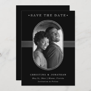 Eleganter Rahmen Silber und Schwarz mit Foto Save The Date