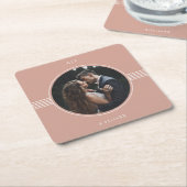 Eleganter Rahmen | Terracotta Foto Wedding Rechteckiger Pappuntersetzer (angewinkelt)