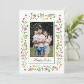 Eleganter Rahmen Wildblume Ostergrusskarte Ankündigung (Stehend Vorderseite)