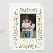 Eleganter Rahmen Wildblume Ostergrusskarte Ankündigung (Vorne/Hinten)