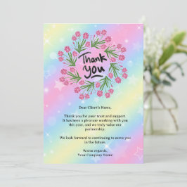 Eleganter Rainbow Floral Small Business Client Dankeskarte