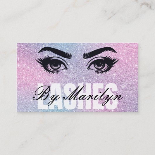 Eleganter Rainbow Glitzer Gradient Lash Scannable Visitenkarte (Vorderseite)