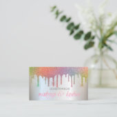Eleganter Rainbow Glitzer Tropfen Beruflich Visitenkarte (Stehend Vorderseite)