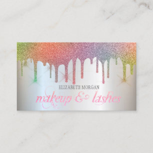 Eleganter Rainbow Glitzer Tropfen Beruflich Visitenkarte