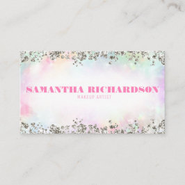 Eleganter Rainbow Holographic Iridescent Silver Ch Visitenkarte