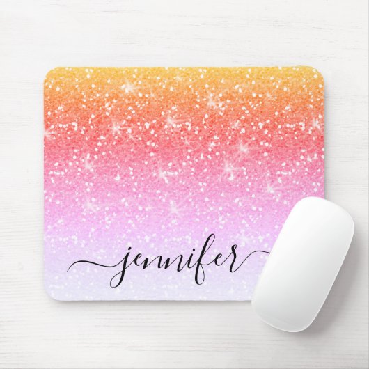 Eleganter Rainbow Unicorn Glitzer Sparkor Mousepad (Mit Mouse)