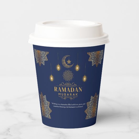Eleganter Ramadan-Gruß mit Laternenlicht Pappbecher (Vorderseite)