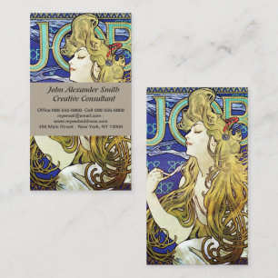 Eleganter Rauch, Job von Alphonse Mucha Art Nouvea Visitenkarte