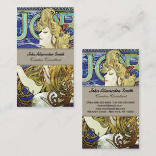 Eleganter Rauch, Job von Alphonse Mucha Art Nouvea Visitenkarte