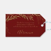 Eleganter Red and Gold Leaf Gefallen Geschenkanhänger (Vorderseite (Horizontal))