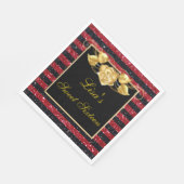 Eleganter Red Black Glitzer Gold Rose Sweet 16 Serviette (Ecke)