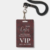 Eleganter Red Black Leopard VIP All Access Pass Ausweis (Vorderseite mit Lanyard)