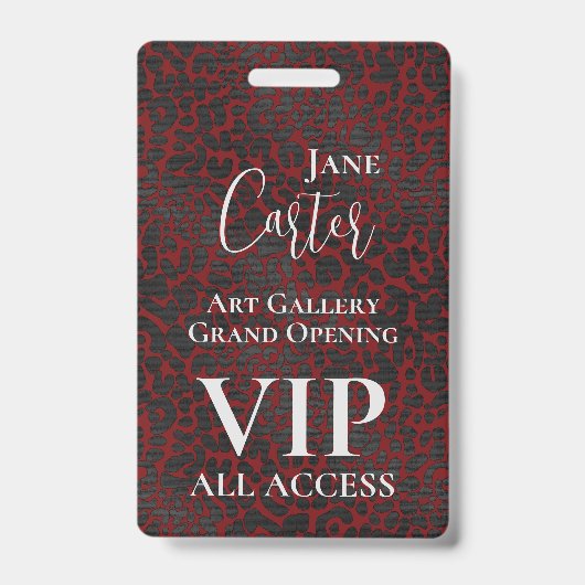 Eleganter Red Black Leopard VIP All Access Pass Ausweis (Vorderseite)