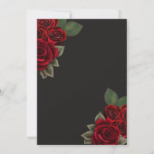 Eleganter Red Black Quinceñera Rose Gold Glitzer Einladung (Rückseite)