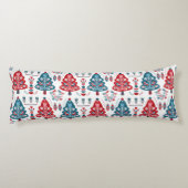 Eleganter Red Blue Skandinavier Weihnachtsbaum Seitenschläferkissen (Rückseite)