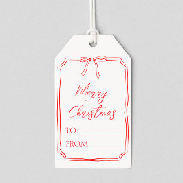 Eleganter Red Bow Anpassbare Minimalistische Weihn Geschenkanhänger