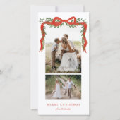 Eleganter Red Bow mit Grün 2 Foto Weihnachten (Vorderseite)