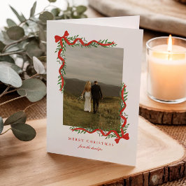 Eleganter Red Bow mit Grün Foto Weihnachten