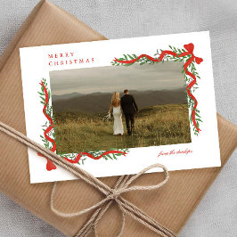 Eleganter Red Bow mit Grün Foto Weihnachten