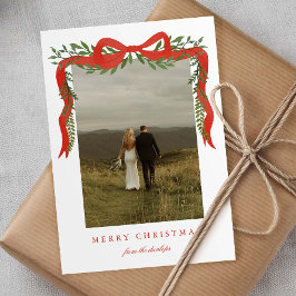 Eleganter Red Bow mit Grün Foto Weihnachten