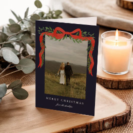 Eleganter Red Bow mit Grün Foto Weihnachten