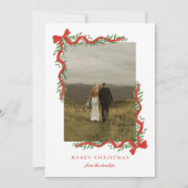 Eleganter Red Bow mit Grün Foto Weihnachten (Vorderseite)